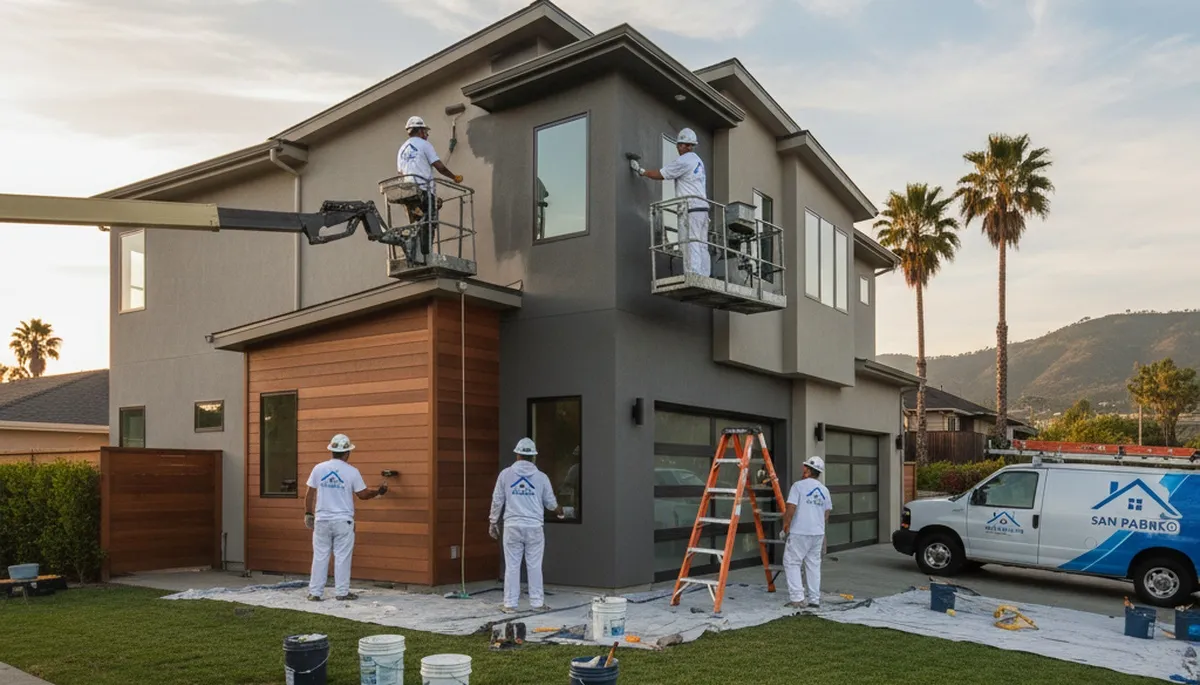 Oakland, CA house painters painting a home's exterior with professional, high-quality service