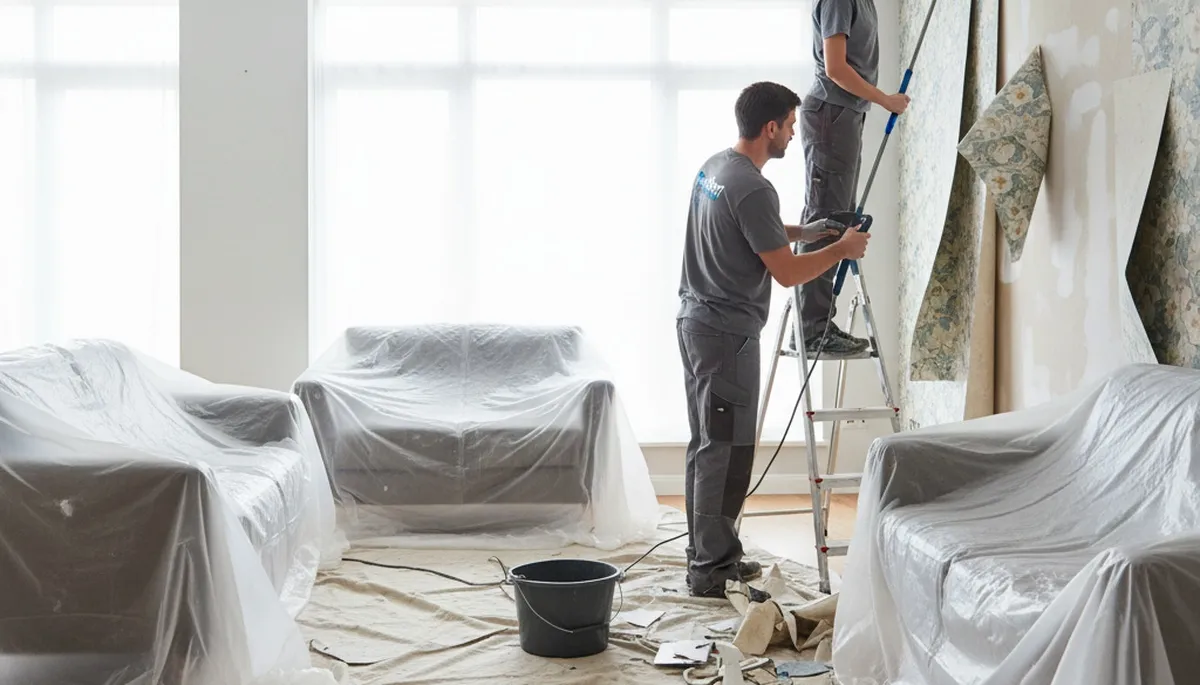 Professional wallpaper removal service in Oakland, CA with clean wall stripping and surface preparation